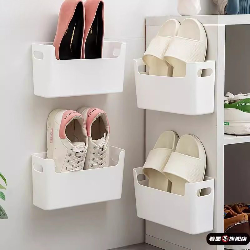 鞋架壁挂式门口门后免打孔墙面简易省空间儿童拖鞋架鞋柜收纳神器,收纳整理,鞋子收纳架,淘宝优惠券,粉丝福利购,淘宝优惠卷