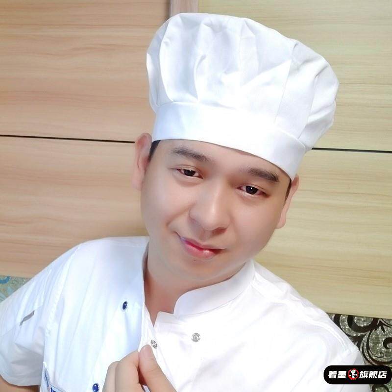 厨师帽酒店男女通用厨房厨师工作帽子涤棉白布帽蘑菇帽子厨师帽子