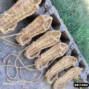 80后老式男款编织草鞋手工女夏传统红军天然藤草稻草凉鞋复古拖鞋