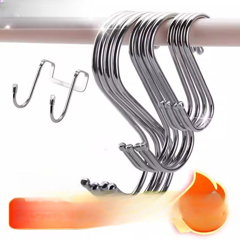 厨房s钩简约弯钩牛肉铁丝钩s形金属s钩勾挂s勾免打孔挂钩吊钩加长