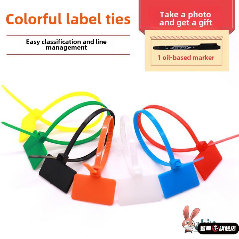 防塑料电线挂牌标签彩色卡扣吊标签扎标牌标
