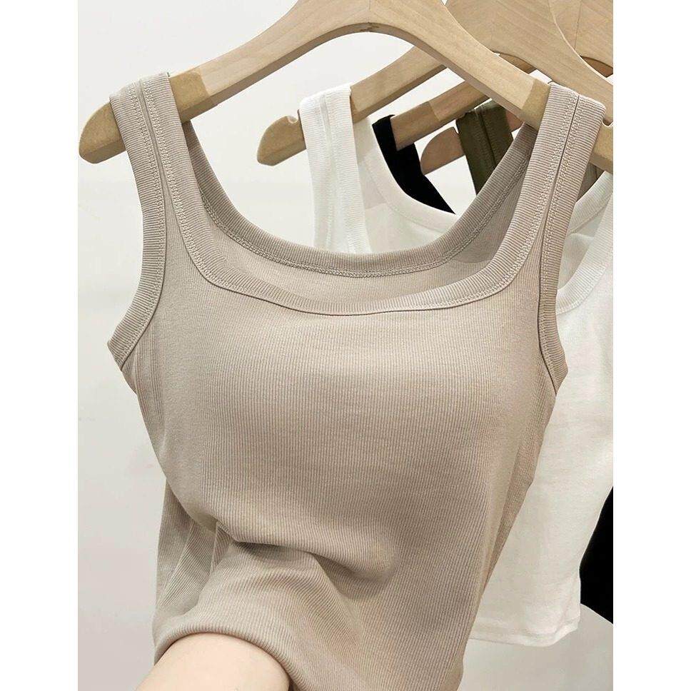 女士内搭吊带背心带胸垫螺纹U领2026新款夏季修身显瘦遮副乳洋气