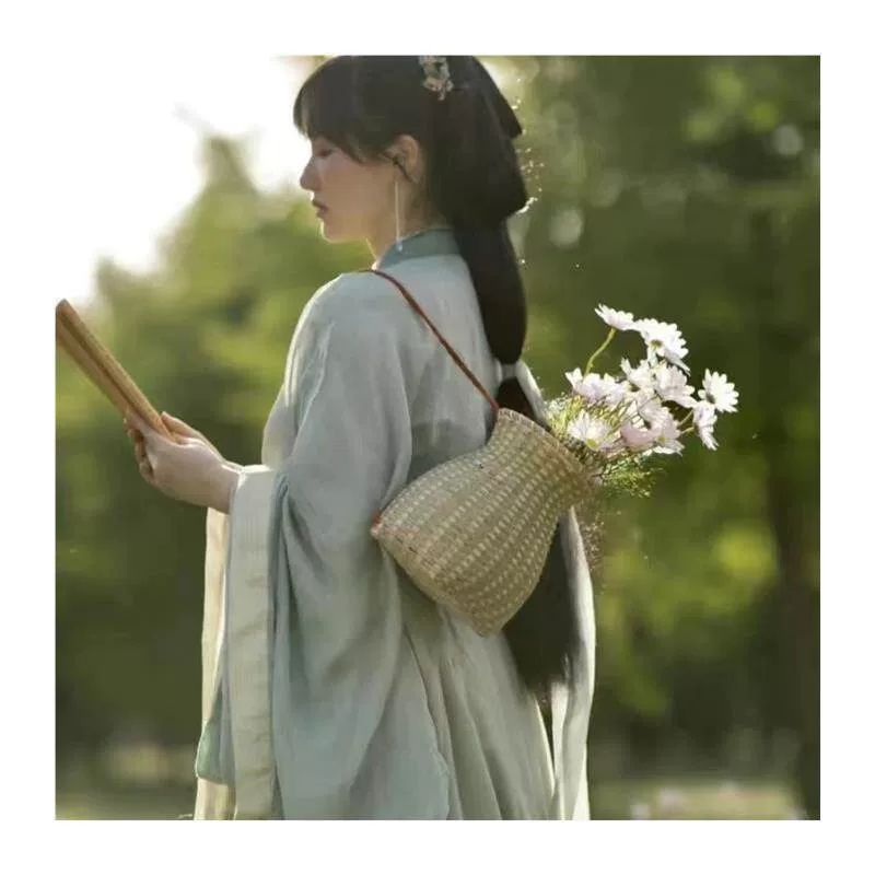 古风背篓道具竹编汉服拍照摄影儿童舞蹈表演农用小号藤编花篮采茶图片