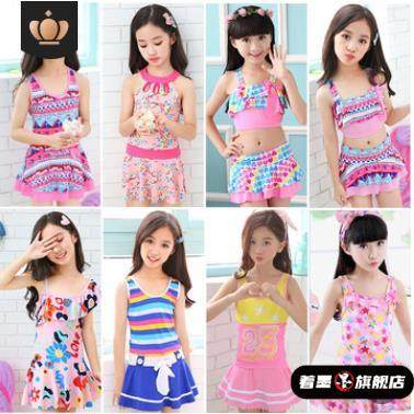 新款儿童泳衣连体带帽女童裙式泳装速干小中大女孩可爱可爱泳衣