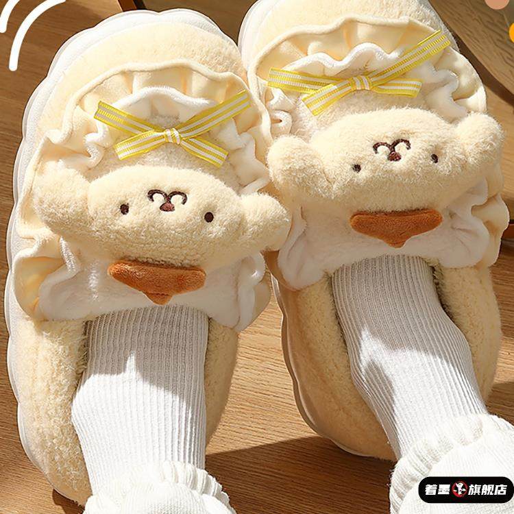 2025新款棉拖鞋女款冬季室内家居可爱毛毛绒保暖厚底包跟月子棉鞋