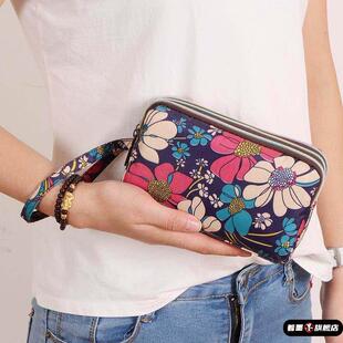 多层分隔手机收纳包新款妈妈买菜手拿包包迷你手包手腕轻便女拉链