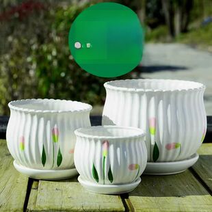 多肉花盆带托盘一体陶瓷大号特大家用简约创意绿萝吊兰托盘养花盆