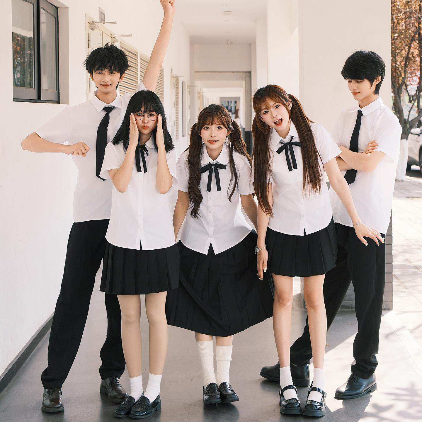 中小学生毕业短袖班服夏季学院风高中生初中学生运动会合唱演出服