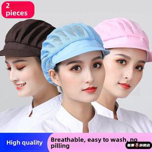 饭店帽子工作帽时尚厨师帽女厨房防油烟防掉发餐饮卫生帽车间防尘