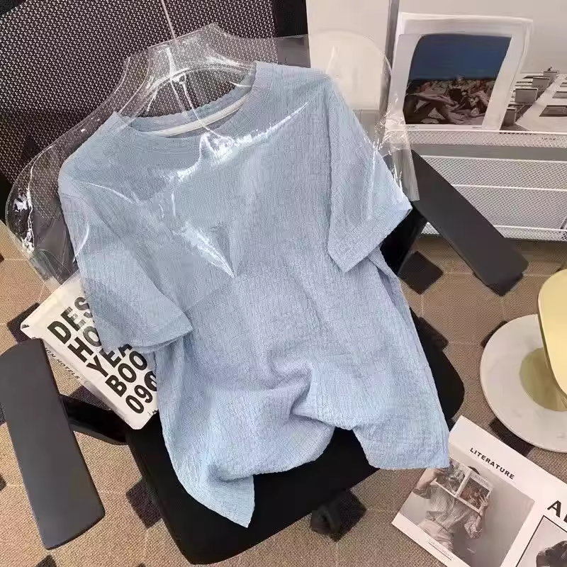 胖mm显瘦遮肚子正肩t恤白色女短袖2026新款夏季韩版宽松洋气减龄