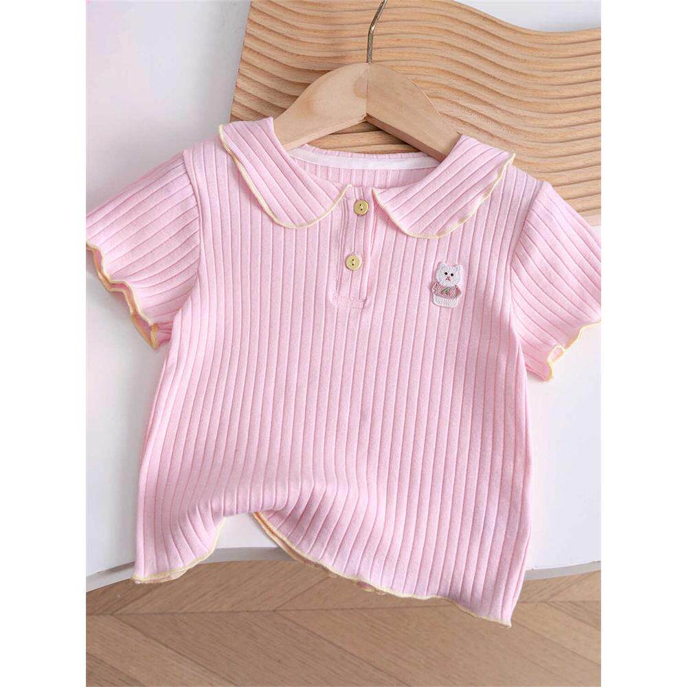 女童休闲卡通百搭短袖上衣短袖t恤女宝宝夏装洋气婴儿打底衫女孩