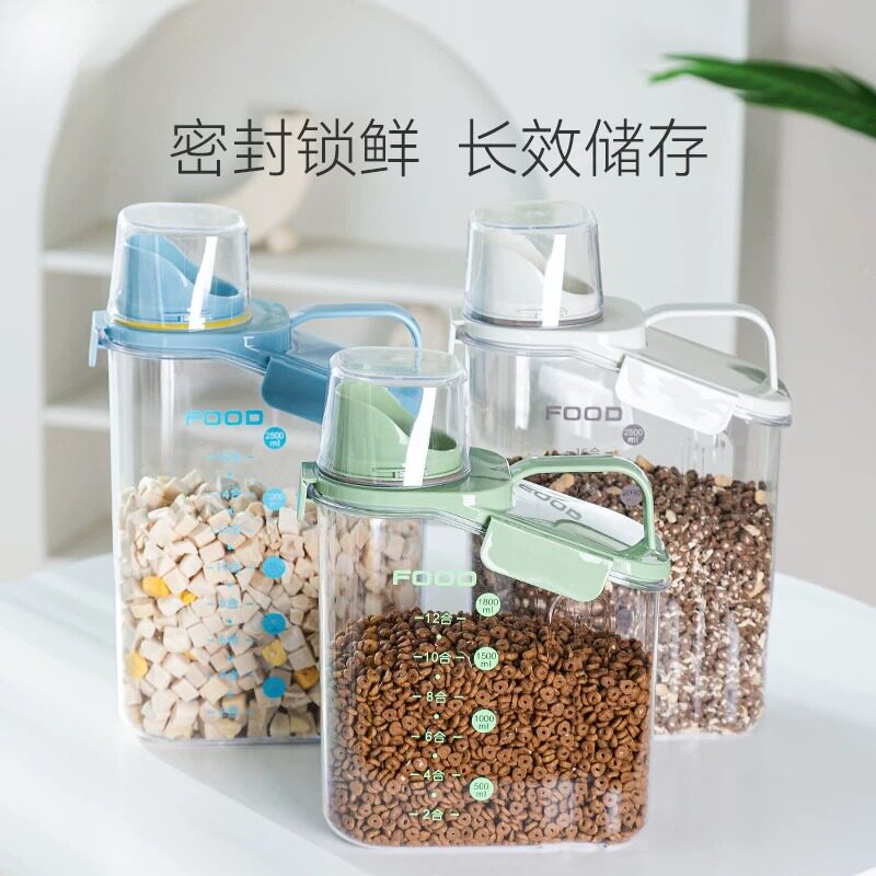 宠物粮密封储存桶透明桶身猫粮储存桶狗粮密封桶宠物粮食收纳储粮图片