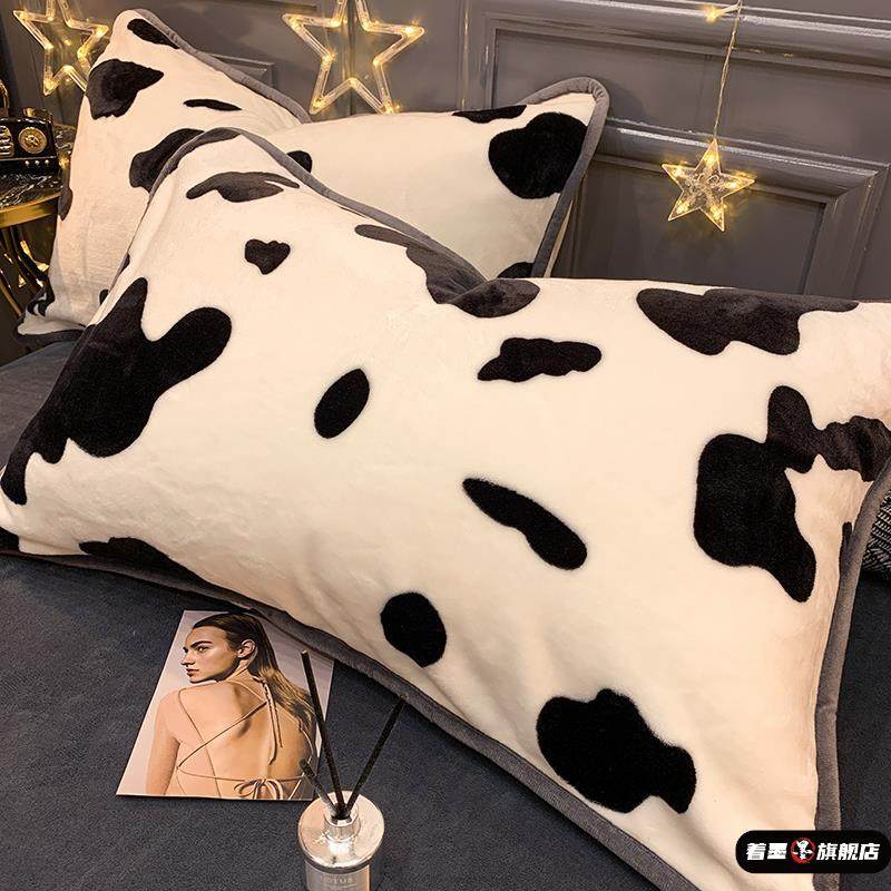 法兰珊瑚绒枕套一对装双人大号枕头套枕套单人单个儿童枕芯内胆套