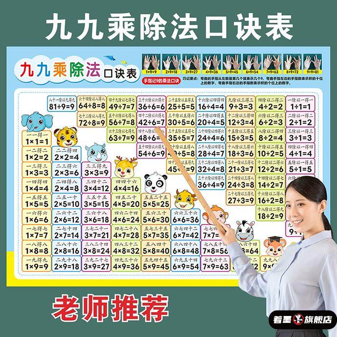 二年级99数学小学生乘法口诀表背诵神器墙贴大九九乘除法教具挂图,模玩/动漫/周边/娃圈三坑/桌游,潮玩盲盒,淘宝优惠券,粉丝福利购,淘宝优惠卷