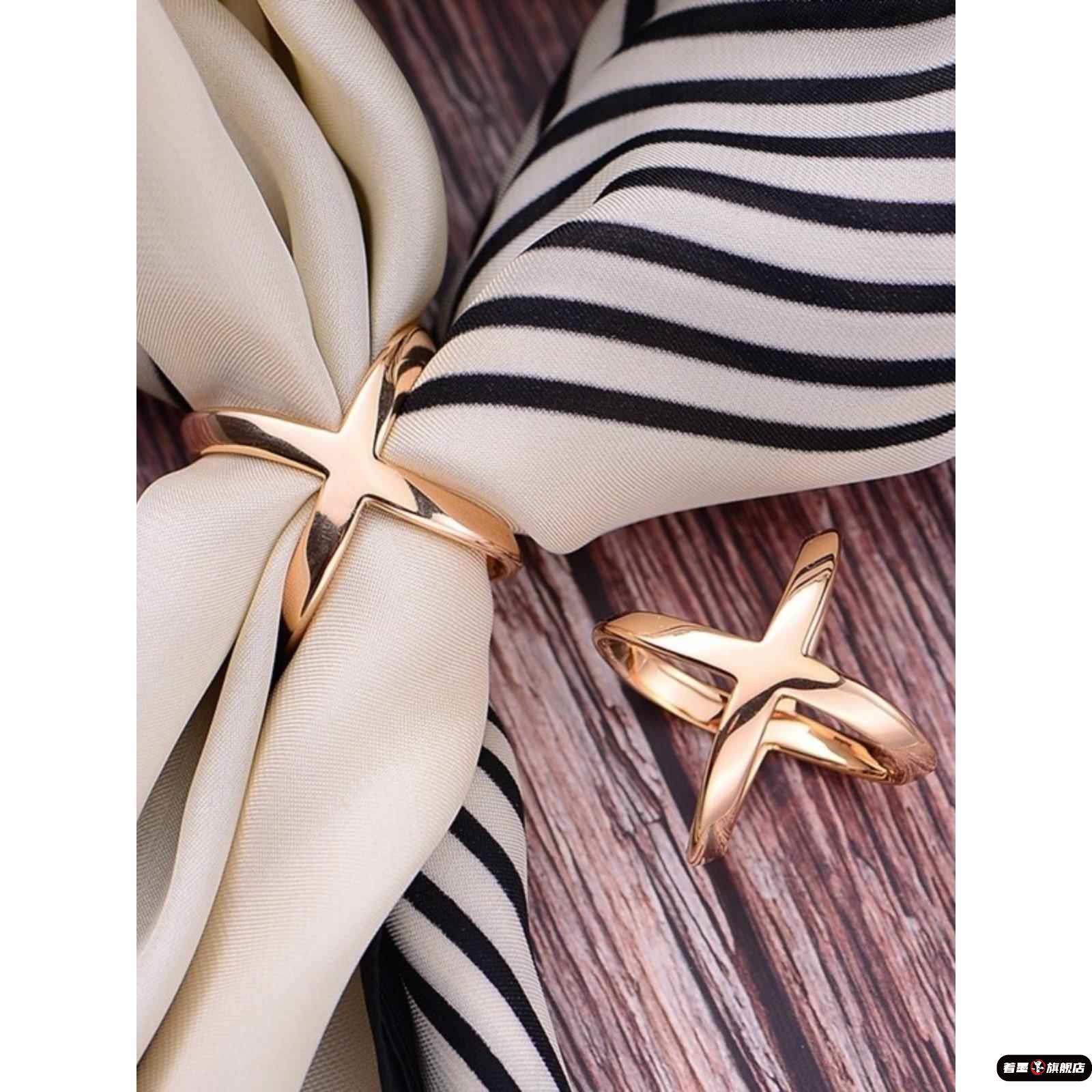 丝巾扣钛钢简约百搭真丝围巾扣方巾扣毛呢大