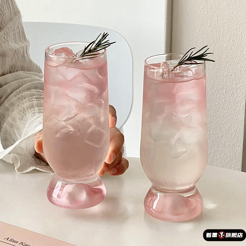 鸡尾酒杯高颜值粉色观山杯家用创意玻璃水果
