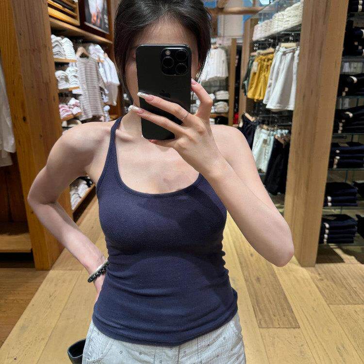 挂脖美背吊带背心遮副乳带胸垫女夏外穿内搭打底修身收腰无袖上衣