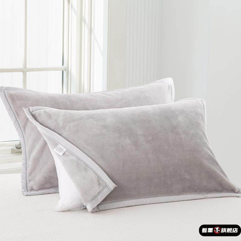 法兰绒枕巾加厚一对装珊瑚绒枕巾牛奶绒情侣枕头巾毛绒巾冬季家用
