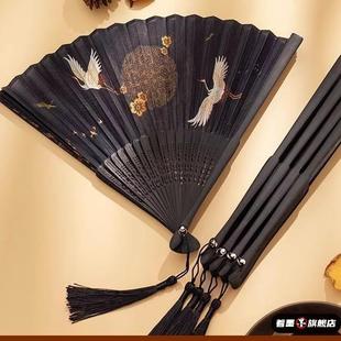 纯色折扇男铁不锈钢扇炫酷练功扇。身扇子骨扇古风霸气折扇金属骨