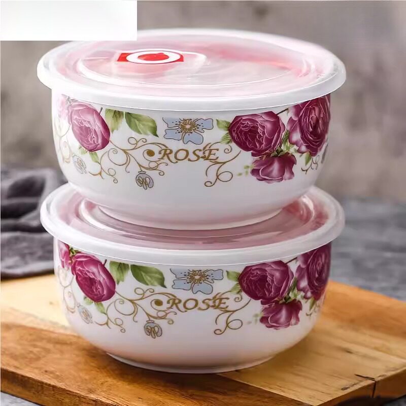 特大号骨瓷保鲜碗带盖饭盒泡面碗陶瓷碗家用
