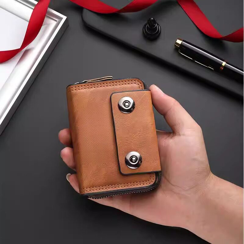 大容量卡包钱包二合一新款男士短款风琴双扣多功能驾驶证休闲证件