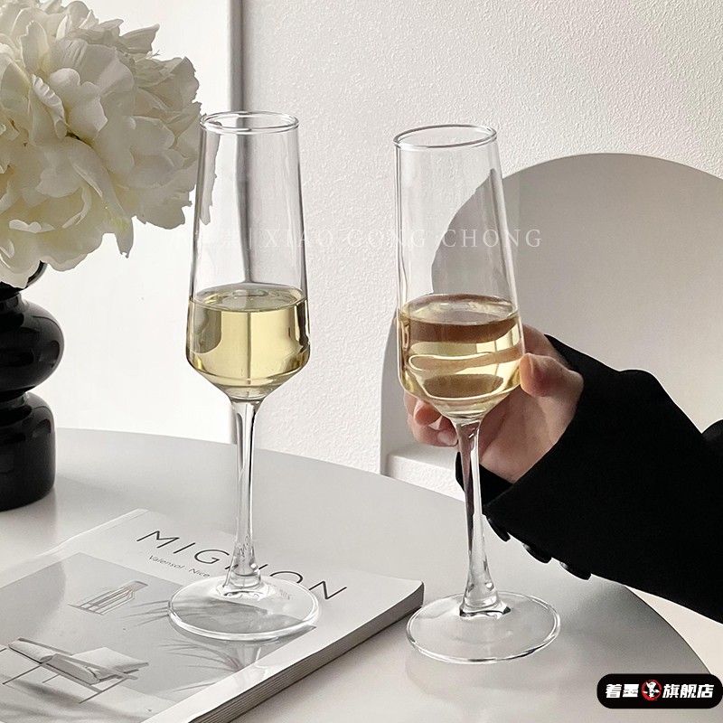 高脚玻璃香槟杯高颜值香槟杯法式水晶高脚玻