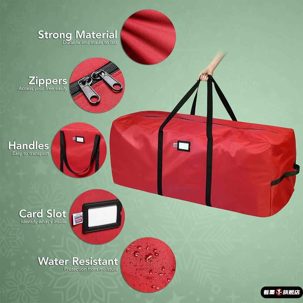 大号圣诞树储物袋600D 牛津布人造圣诞树收纳袋节日包9英尺圣