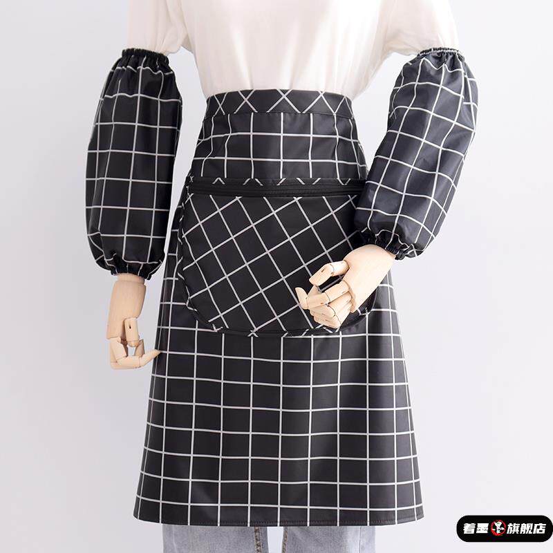 棉布无袖围裙半身围兜防水防油厨房餐厅做饭工装男女士工作服定制