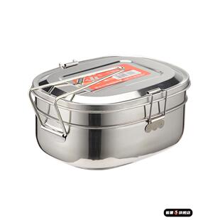 老式不锈钢饭盒304食品级铁饭盒方形带盖便当盒食堂蒸饭盒上班族