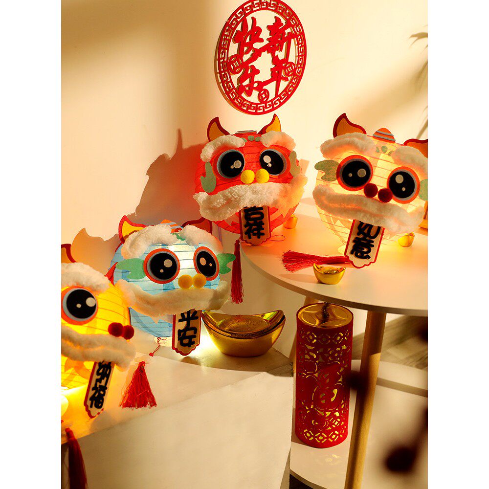 2026新款中秋节灯笼兔子手工diy材料包儿童手提卡通发光醒狮国潮图片