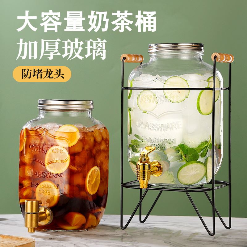 奶茶桶摆摊带龙头玻璃大容量食品级水果汁冰