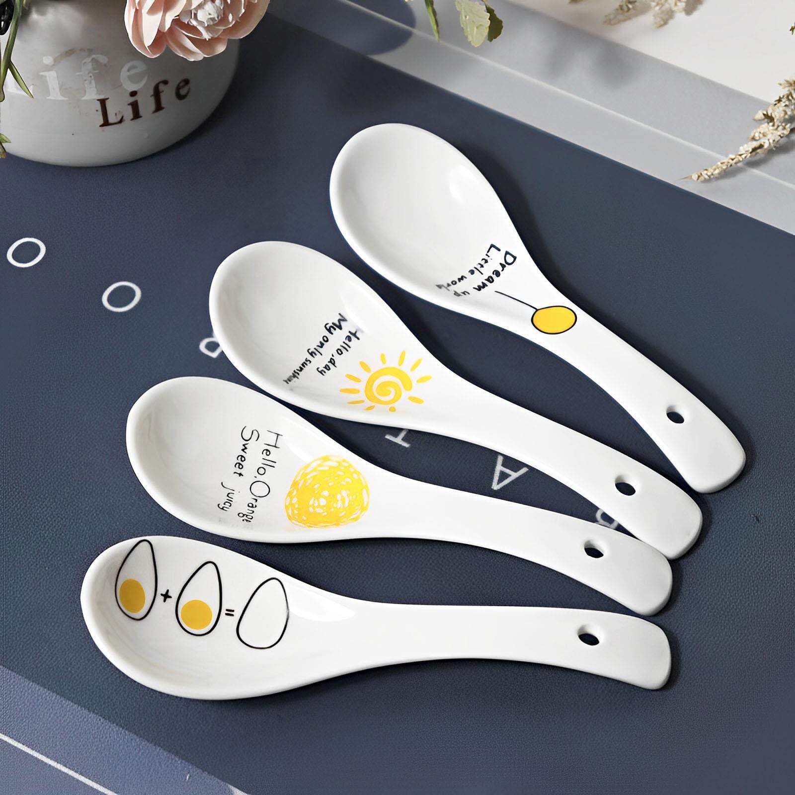 陶瓷勺子长柄大号汤勺大号汤勺饭勺长柄汤匙小瓷勺调羹创意大汤勺