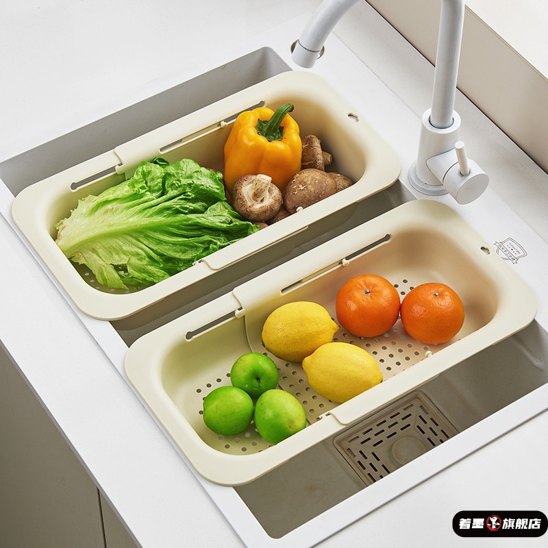 川岛屋可伸缩洗菜盆沥水篮新款厨房水槽沥水