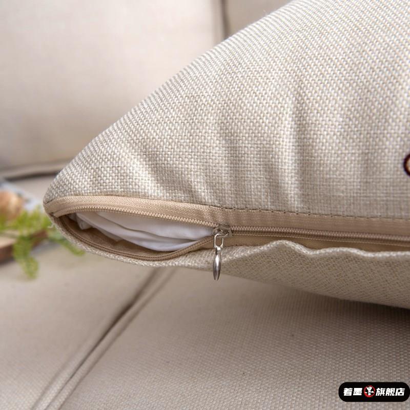 卡通黄色亚麻粗布皮沙发靠枕靠垫正方形大抱枕套不含芯