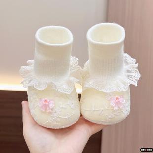 12个月公主鞋 1岁女宝宝夹棉保暖软底防掉薄面6 袜2 春秋冬婴儿鞋