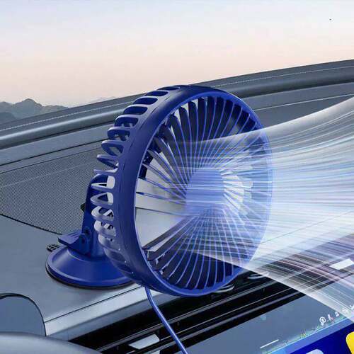 三轮车风扇车载电风扇12V/24v通用大风力静音可旋转家车两用风扇