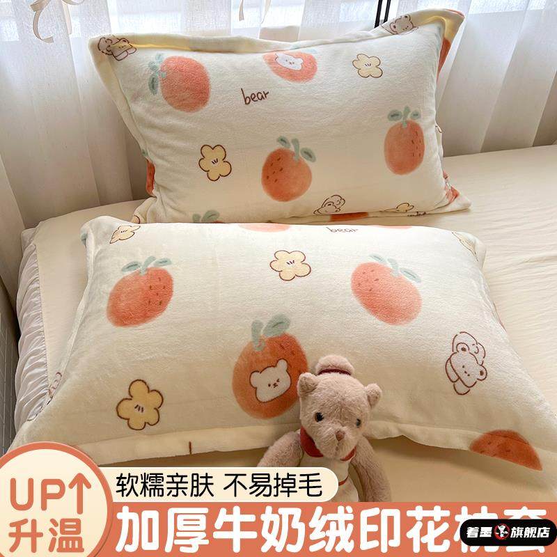 牛奶绒儿童枕套一对装40x60家用珊瑚绒枕头套学生单个枕芯内胆套2