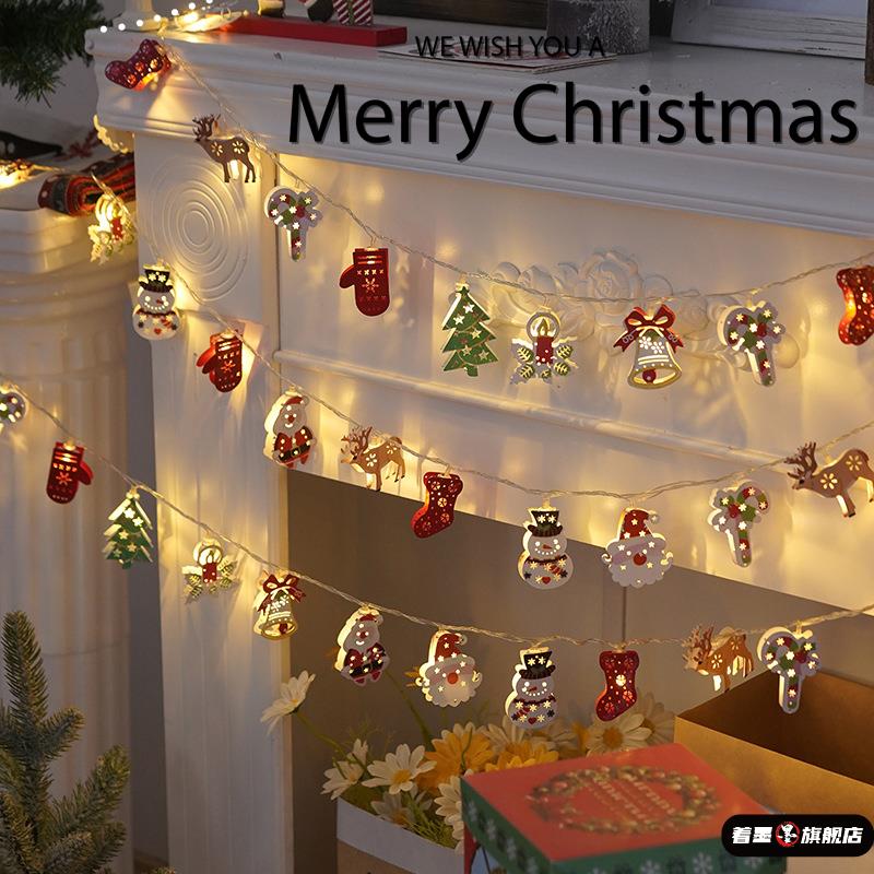 圣诞节装饰彩灯挂件圣诞老人灯饰led小灯串