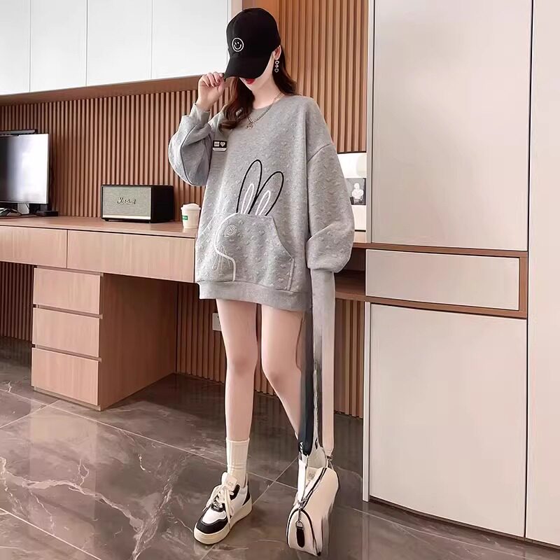 春夏薄款透气孕妇卫衣大码装春秋长袖时尚连帽休闲上衣宽松200斤