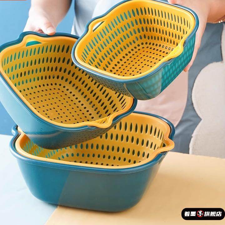 加厚双层沥水篮多功能塑料厨房款洗菜篮洗菜盆厨房收纳水果沥水篮,餐饮具,果盆/果盘/果篮,淘宝优惠券,粉丝福利购,淘宝优惠卷