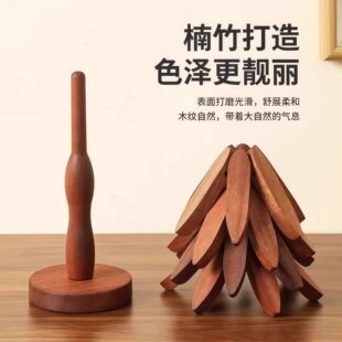 可拆分木质餐桌隔热垫一棵树实木摆件高颜值小树创意折叠餐盘树