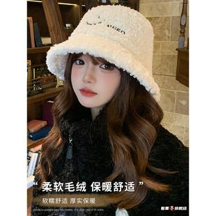 渔夫帽女款秋冬季加厚保暖防寒韩版素颜百搭氛围感大头围毛绒帽子