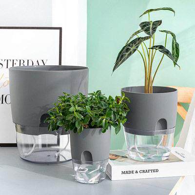 懒人花盆自动吸水特大号透明塑料双层盆个性创意大口径盆栽家用