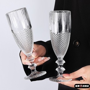 高脚玻璃香槟杯玻璃高脚杯高颜值ins洋酒果汁杯葡萄香槟起泡酒杯