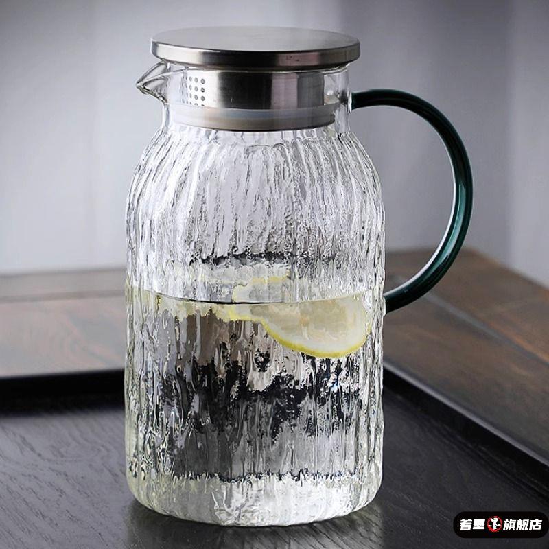 冬季茶壶泡茶家用大容量冷水壶耐高温树纹凉水壶泡客厅玻璃壶套装