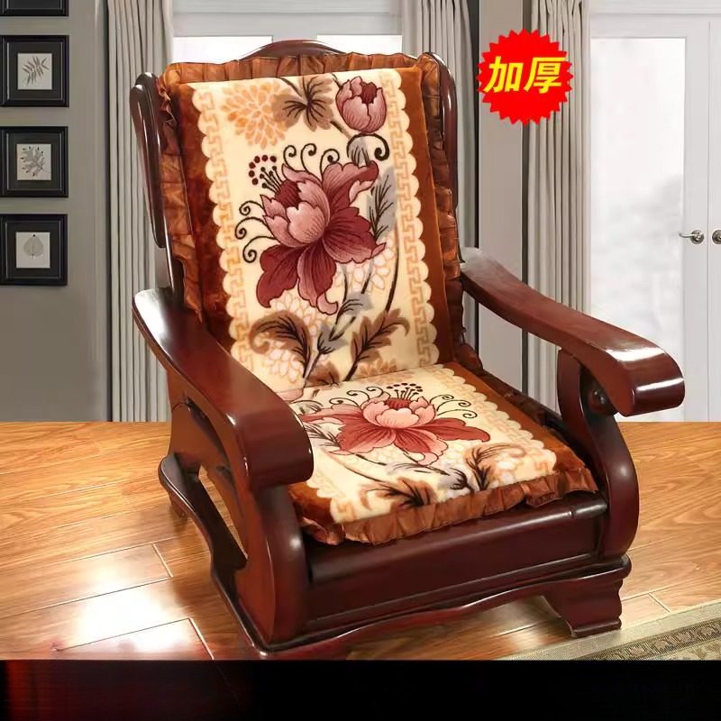 秋冬单人沙发坐垫靠垫一体加厚老式红木实木海绵拆洗防滑沙发坐垫