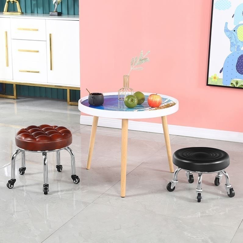 省力旋转滑轮圆凳矮凳万向轮小凳子家用金属矮凳美缝板凳带娃静音图片