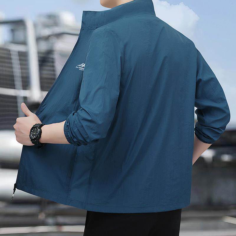 男款透气冰丝防晒服防晒衣男夏季超薄款风衣轻薄宽松户外钓鱼夹克