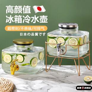 冰箱冷水壶带龙头大容量家用玻璃凉水壶凉白开茶壶冷饮壶水果茶桶