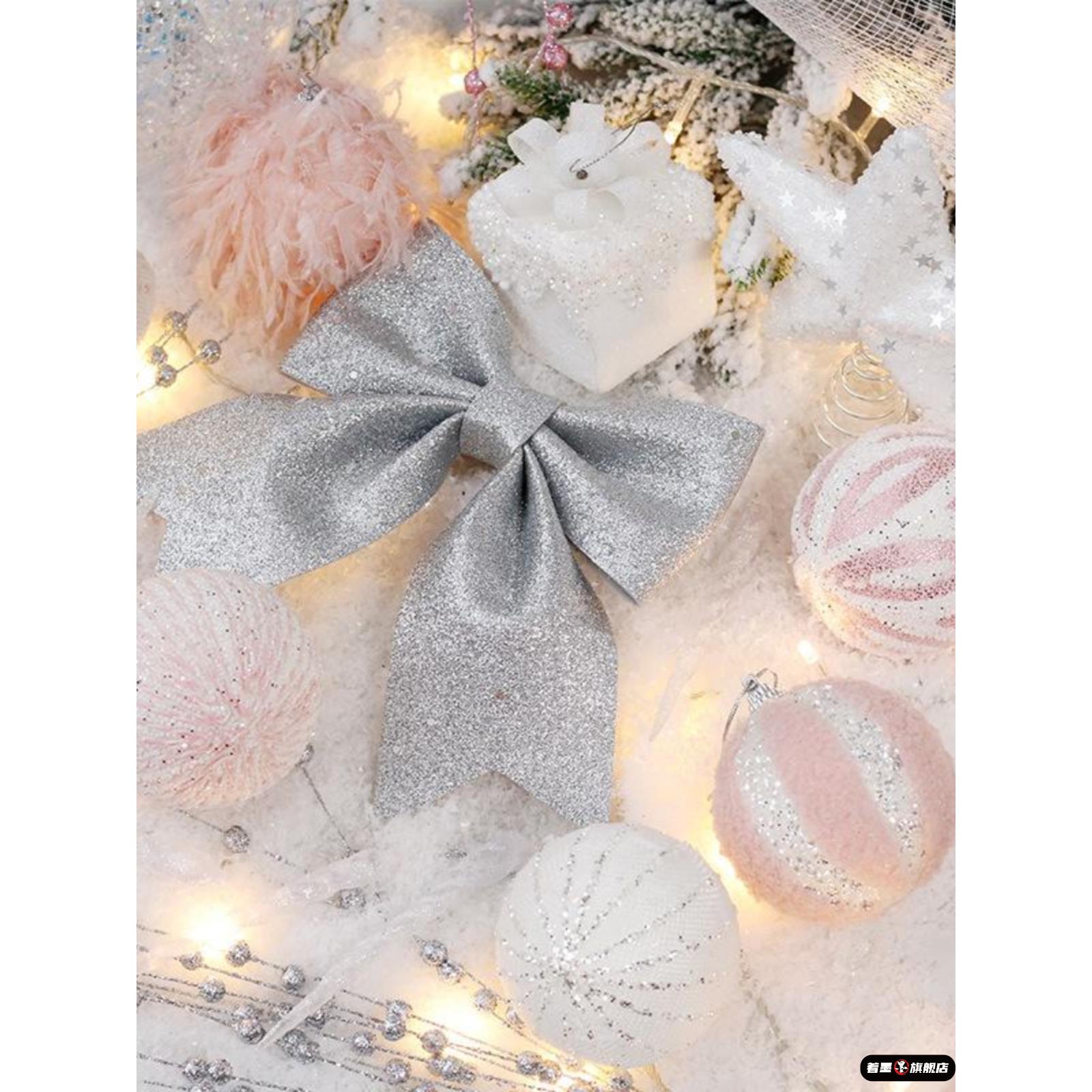 圣诞树装饰彩球ins粉色精品泡沫圣诞球树顶